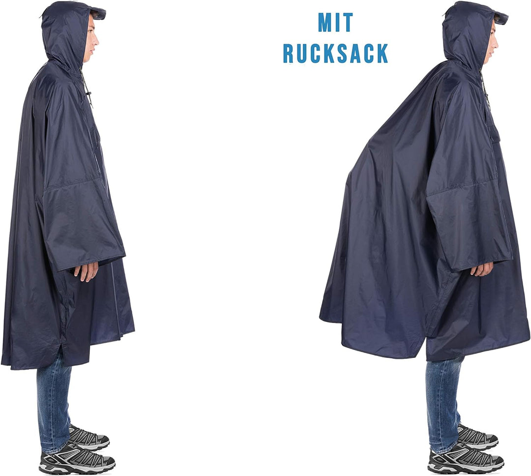 HOCK Wander Regenponcho 'Wetter AS Klima' mit Langen Ärmeln - Der Atmungsaktive Outdoor Poncho für D