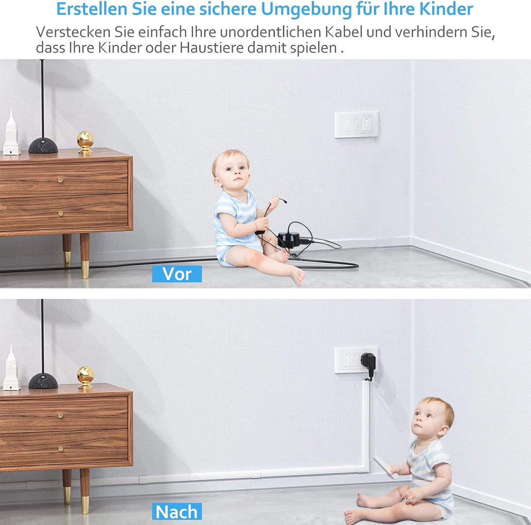Kabelkanal Selbstklebend, Alritz 9 Stück PVC Kabelabdeckung Kabelmanagement Schreibtisch und TV Kabe