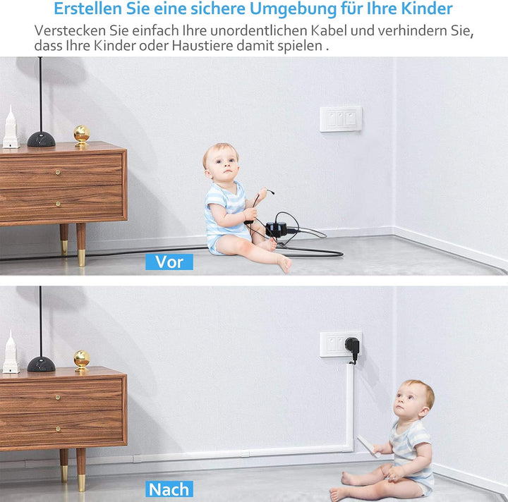 Kabelkanal Selbstklebend, Alritz 9 Stück PVC Kabelabdeckung Kabelmanagement Schreibtisch und TV Kabe