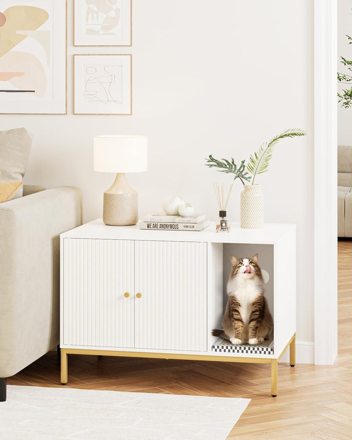 Katzenklo Schrank, Katzenkloschrank mit Doppeltüren, Katzenhaus mit Kratzmatte, hohe Beine, für Katz