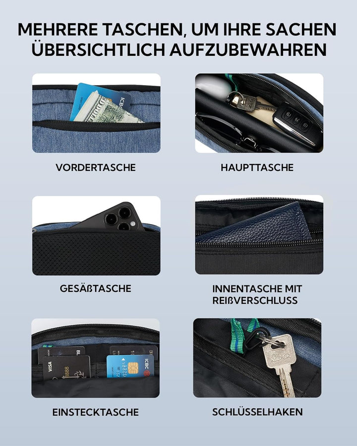 WATERFLY Bauchtasche Hüfttasche Herren Damen: Klein Gürteltasche Sport Bum Hip Bag Männer Frauen Wai