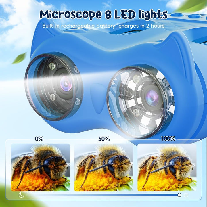 2-in-1 Digitales Mikroskop für Kinder und Teleskop, Temodu 4K 2.0" Bildschirm, 1000X USB tragbares T