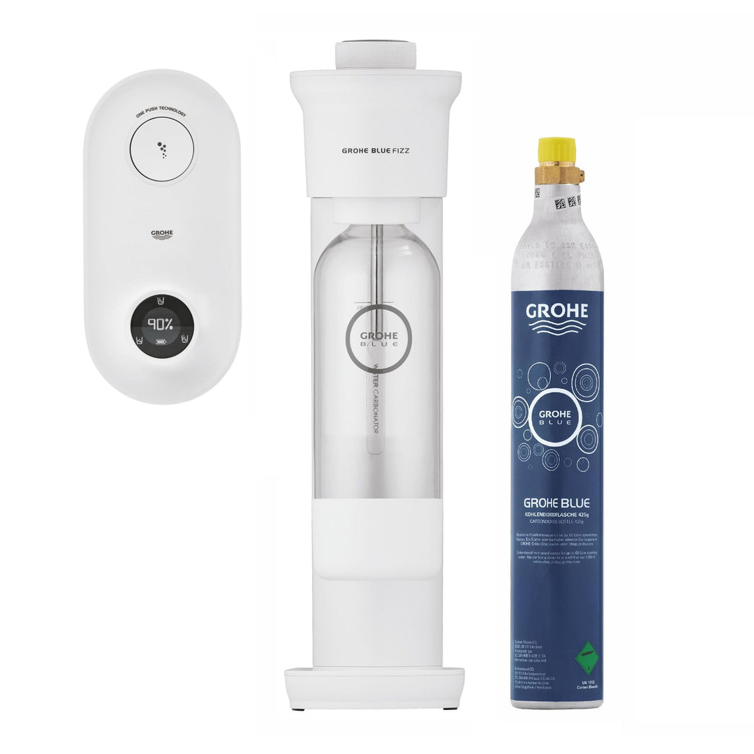 GROHE Blue Fizz Advanced - Wassersprudler Set (mit CO2-Füllstandsanzeige, 3 einstellbare CO2 Stufen,