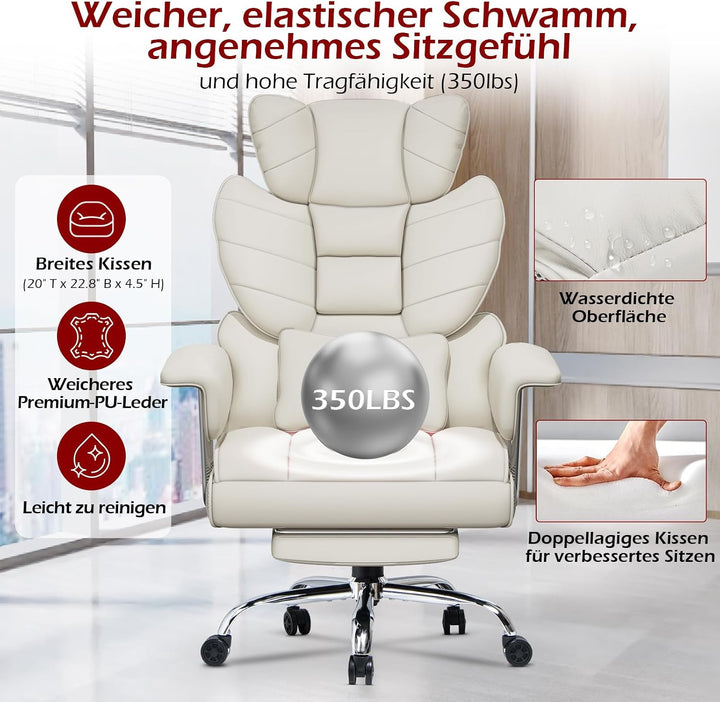 rattantree Bürostuhl mit Fussstütze, Ergonomischer Schreibtischstuhl mit Zusätzlichem Lordosenstützk