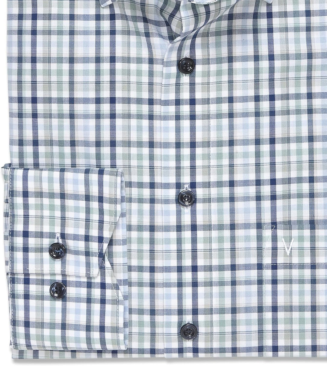 Marvelis Herren Businesshemd Langarm 708214,Kariert,Comfort fit,Button-Down-Kragen 41 Grün 45, 41 Gr