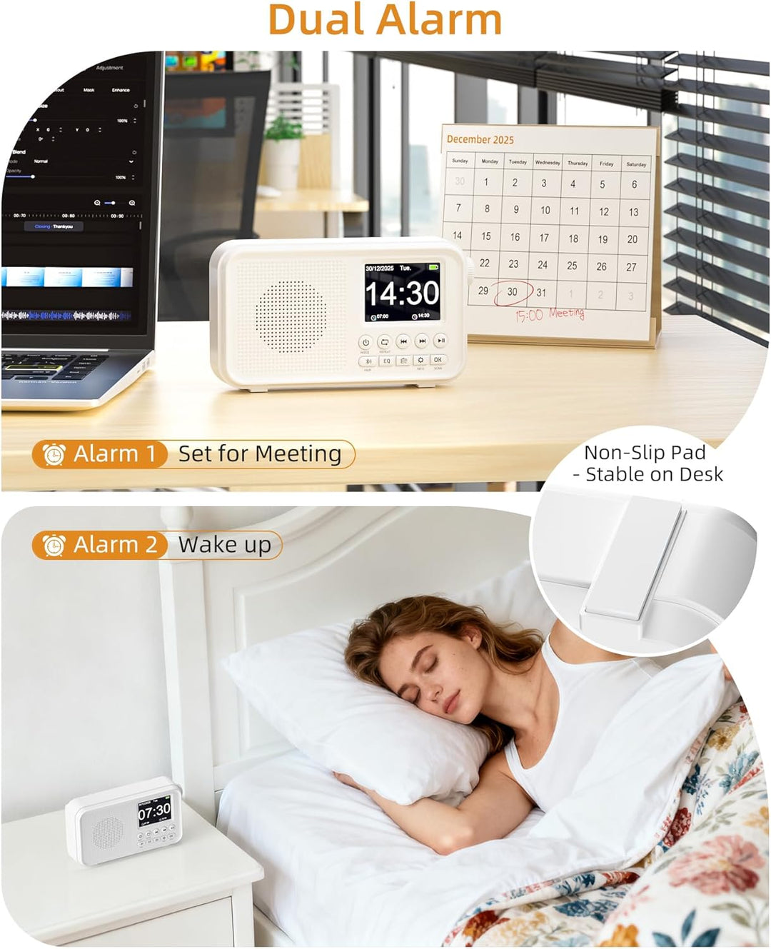 Tragbares DAB Radio, UKW-Digitalradio mit 2,4" Farbdisplay & Bluetooth & EQ Modi, Küchenradio mit Ka