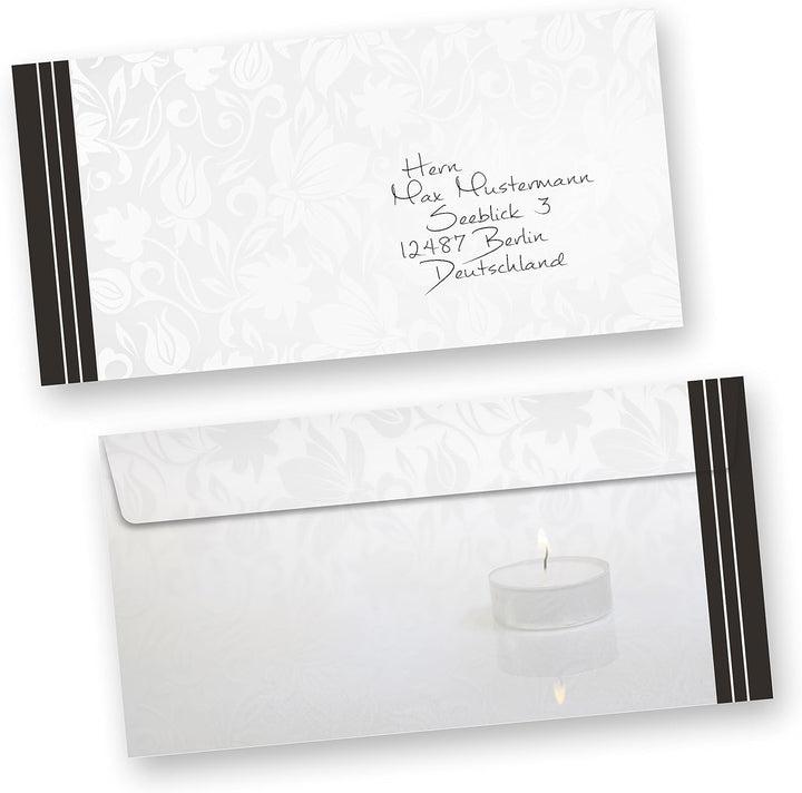 tatmotive Danksagungskarten Trauer (25 Sets) selbst bedruckbar/beschreibbar mit feinem Einlegeblatt,