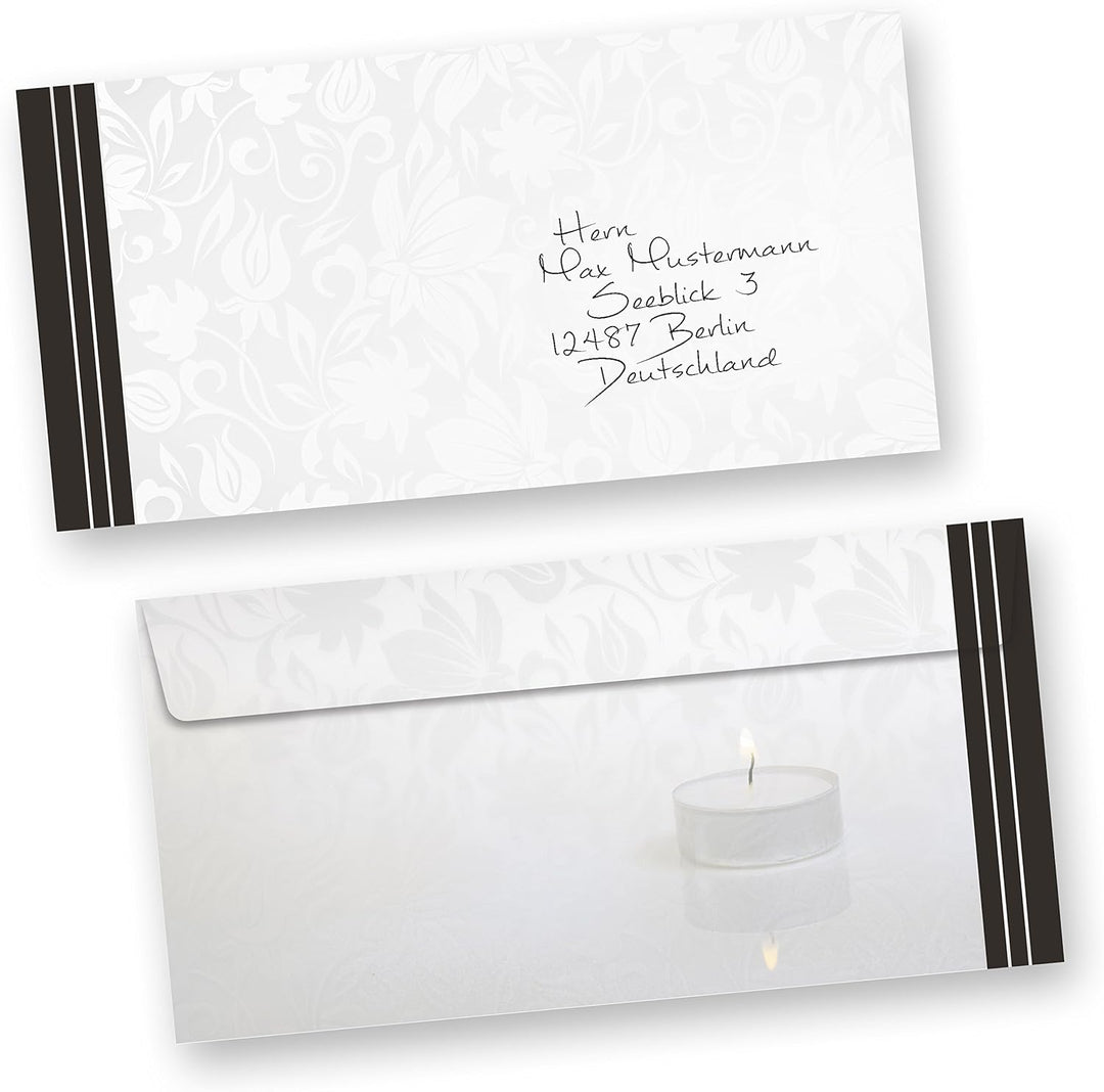 25 Sets Briefpapier Trauer Mit Umschläge ohne Fenster, DIN A4 90g Beidseitig, Oder andere Menge wähl