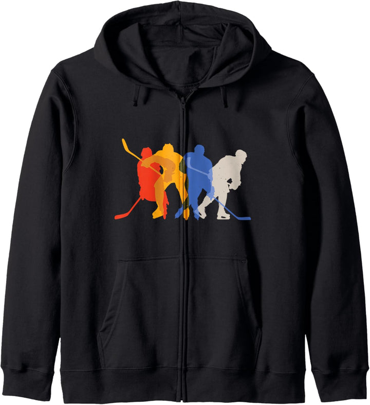 Eishockey Design mit Eishockey Spieler Silhouetten für Fans Kapuzenjacke