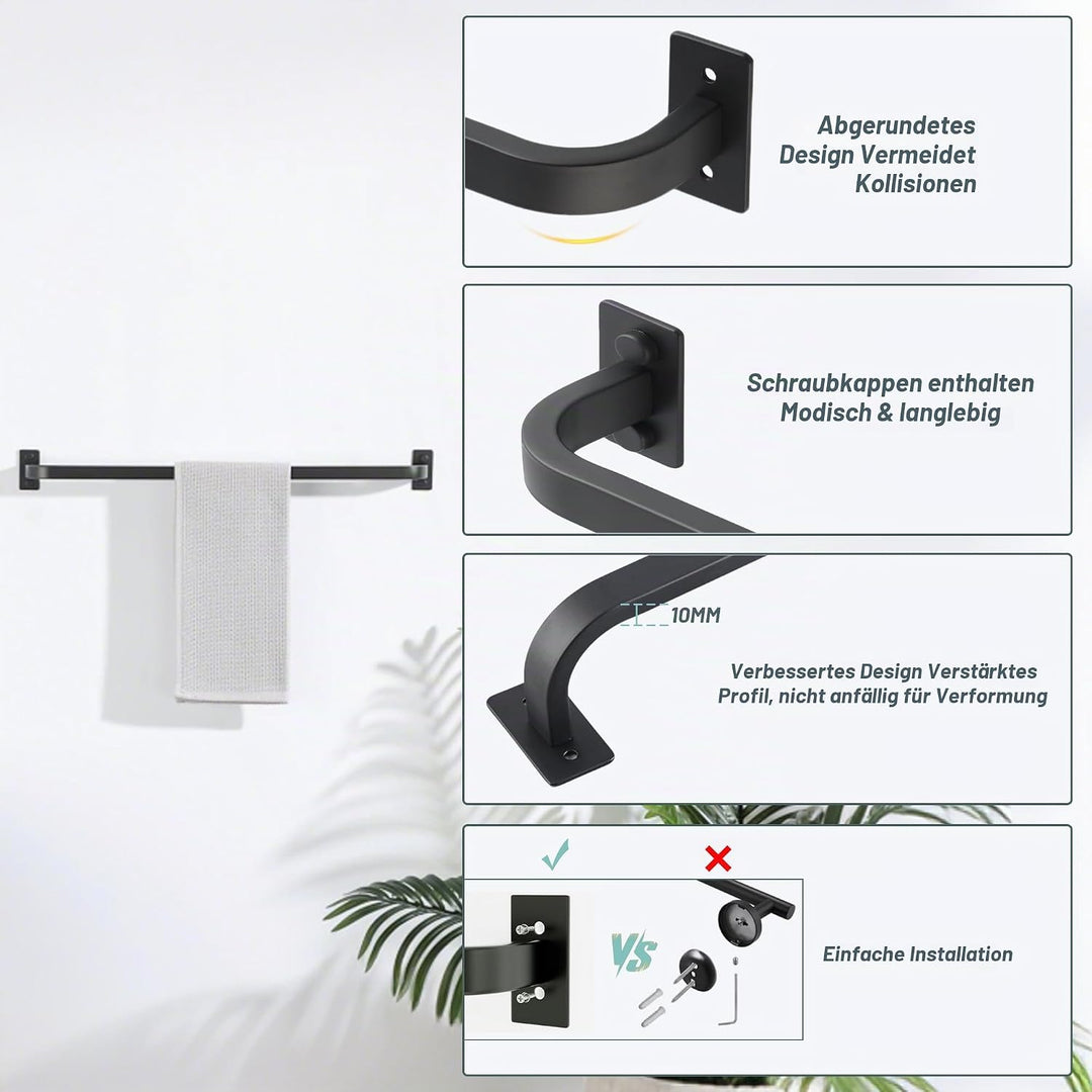 Handtuchhalter, Wandmontage, 61.5cm, SUS304 Edelstahl, Einzelhandtuchstange für Badezimmer, Küche, Z