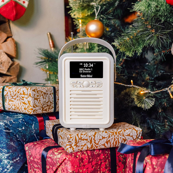 VQ Retro Mini DAB/DAB+ Digital- und FM-Radio mit Bluetooth und Weckfunktion - Hellgrau