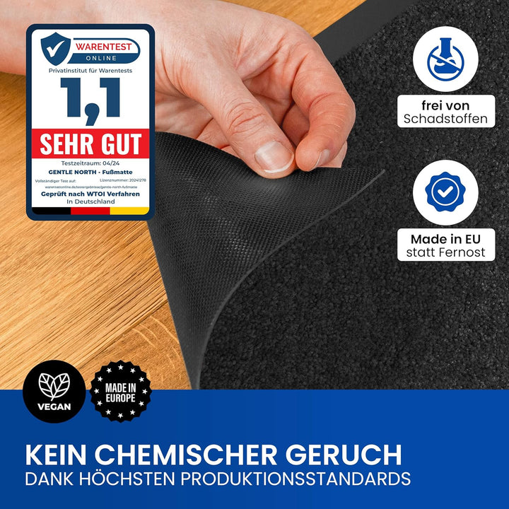 Hochwertige Fussmatte Anthrazit Schwarz 80x120cm gross für Innen & Aussen - Schmutzfangmatte rutschf