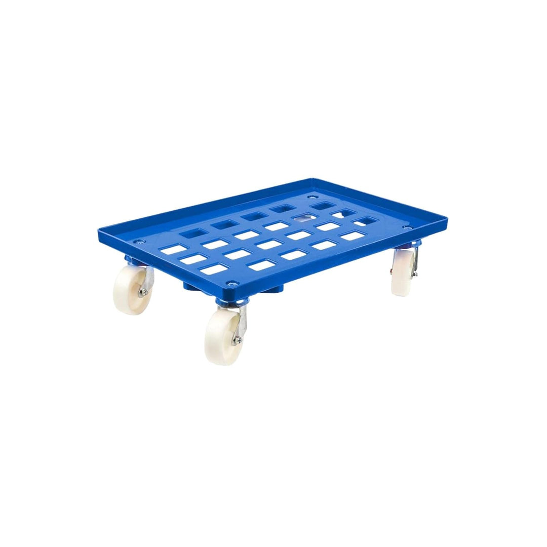SparSet 6X Transportroller für Euroboxen 60x40cm mit Kunststoffräder blau | Gitter/Rasterdeck | 2 Le
