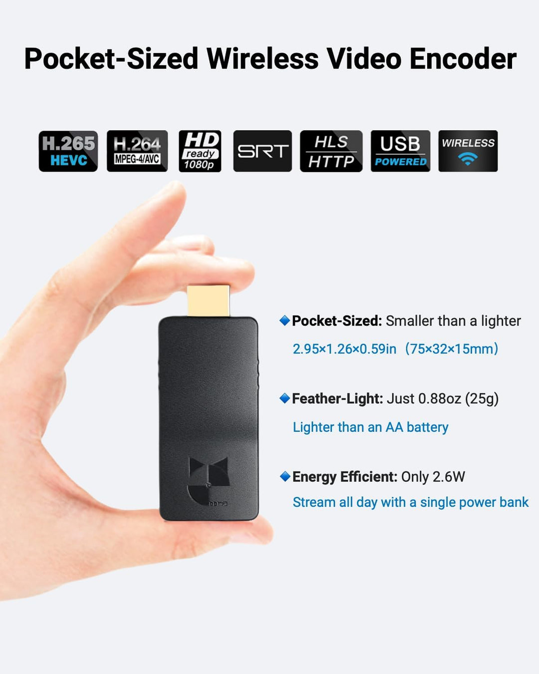 DDMALL Wireless Streaming Encoder, H.265 H.264 HDMI Live-Video-Encoder, Streamen von 1080p auf Faceb