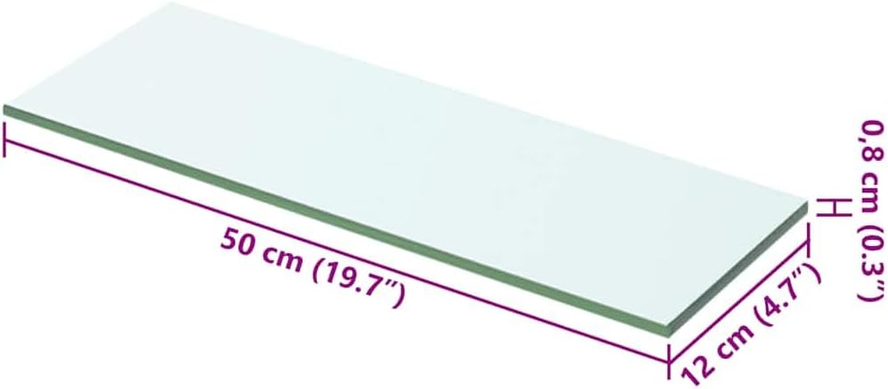 vidaXL Glasboden Glasscheibe Glasplatte für Glasregal Transparent 50 cm x 12 cm 50 x 12 cm, 50 x 12