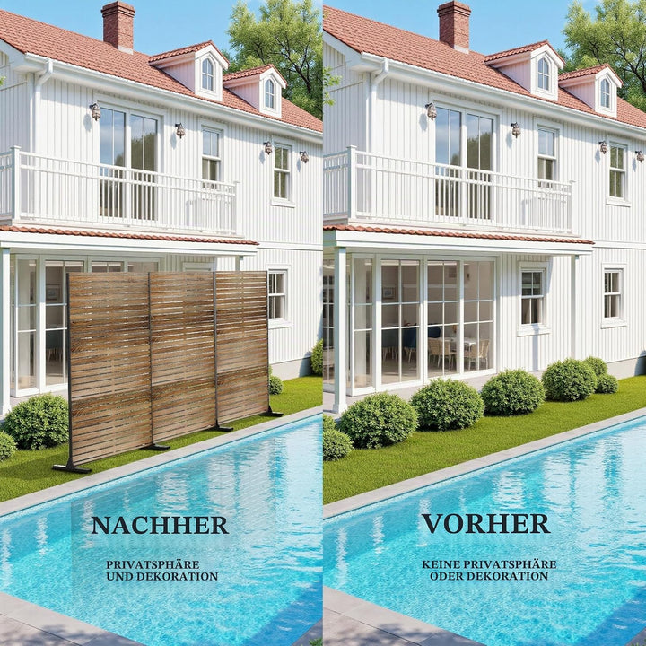 Paravent Outdoor, 120x180cm Freistehender Sichtschutz aus Stahl, Windschutz für Terrasse und Garten,