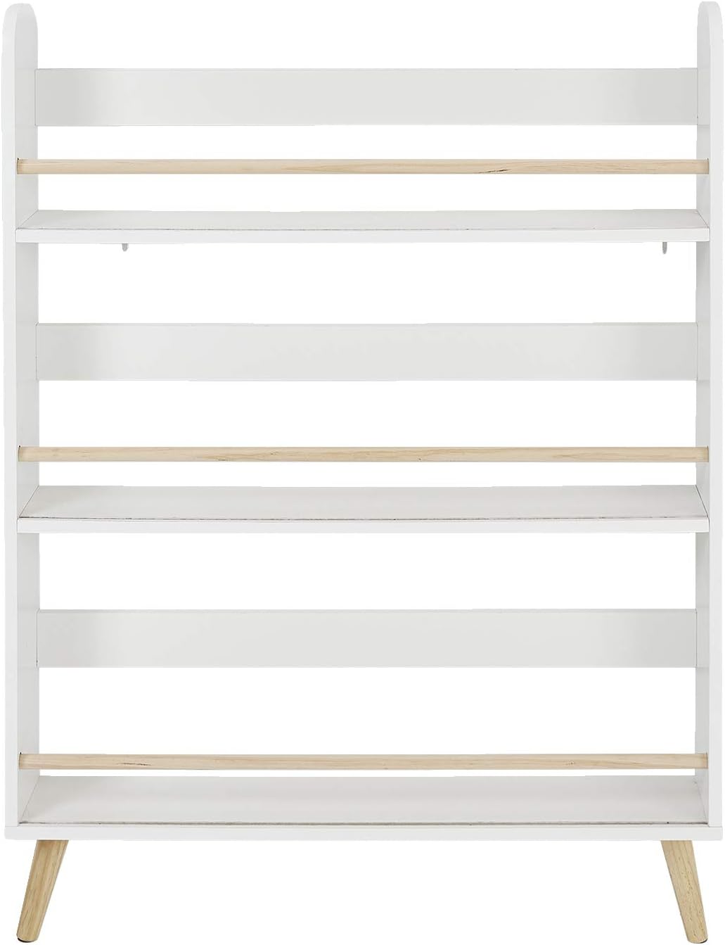 Vertbaudet Schmales Wand-Bücherregal KONFETTI mit Füssen, Kinderzimmer weiss/Natur ONE Size, Weiss/N
