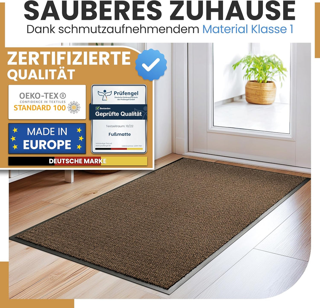 Bodenständig® Saubere Schuhe Dank saugstarkem Stoff (robust) perfekte Grösse Braun in 90x150cm - Fus