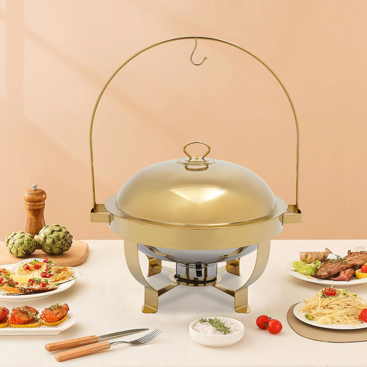 1 Stück Rund Chafing Dish Set 8L Speisenwärmer Edelstahl Buffet Wärmebehälter für Hotels, Cafés, Res