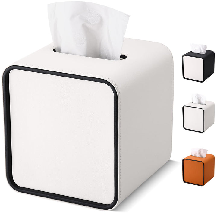 GORESE Taschentuchbox,Leder Quadratische Kosmetiktücherbox Papiertaschentuchhalter Taschentuchspende