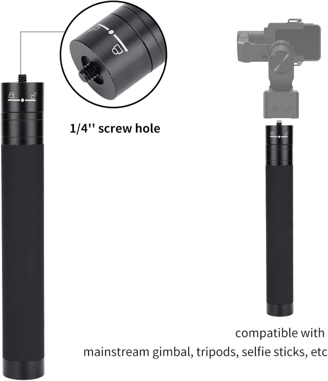 Anti-Rost-Verlängerungsstange aus Aluminiumlegierung, robuste Stativ-Verlängerungsstange, 1/4 '' Sch