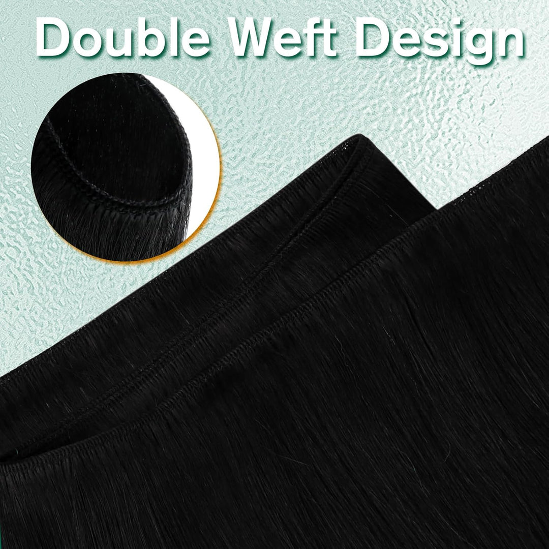 Easyouth Tressen Echthaar Extensions Schwarz Weaving Tressen Echthaar 100g 45 cm Farbe Pechschwarz W