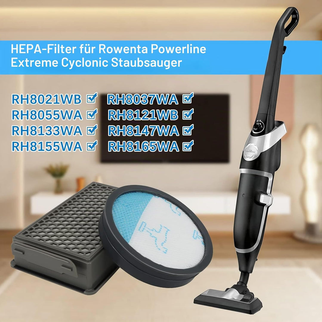 2 Stück HEPA Filter für Rowenta Powerline Extreme Cyclonic RH8021WB RH8037WA RH8055WA RH8133WA RH813