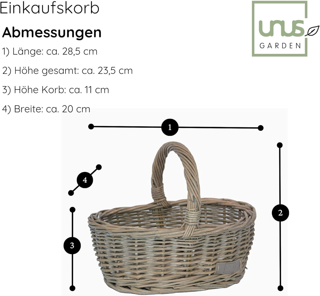 UNUS Kinder-Einkaufskorb Weidenkorb für den Kaufladen Picknickkorb Osterkorb grau Grau klein, Grau k