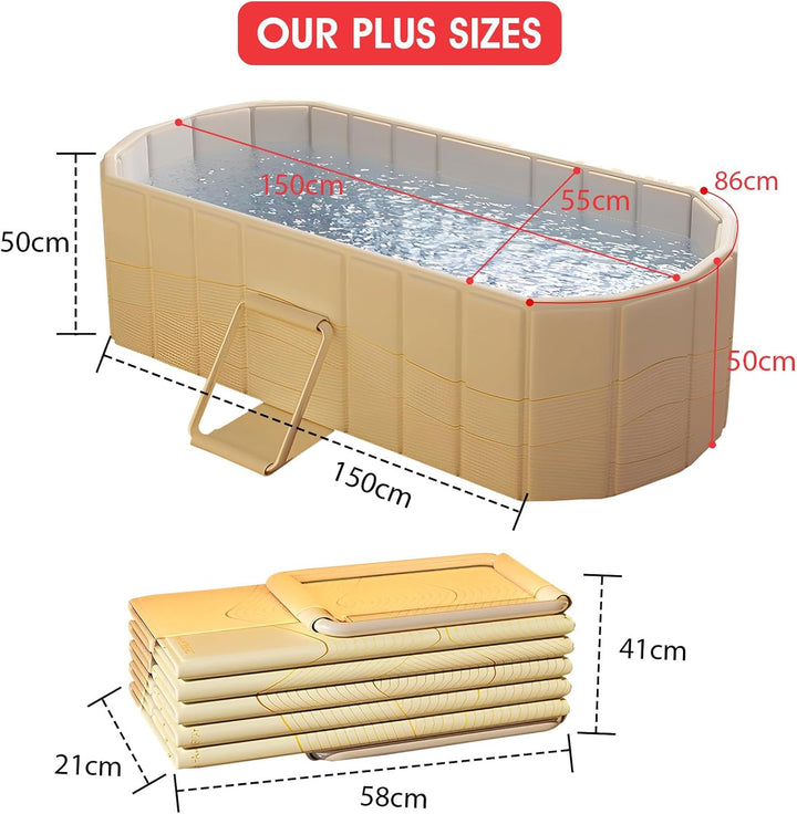 1,5 m Grosse Doppel Faltbare Badewanne - Erwachsene Mobile Badewanne Klappbare,Kostenlose Installati
