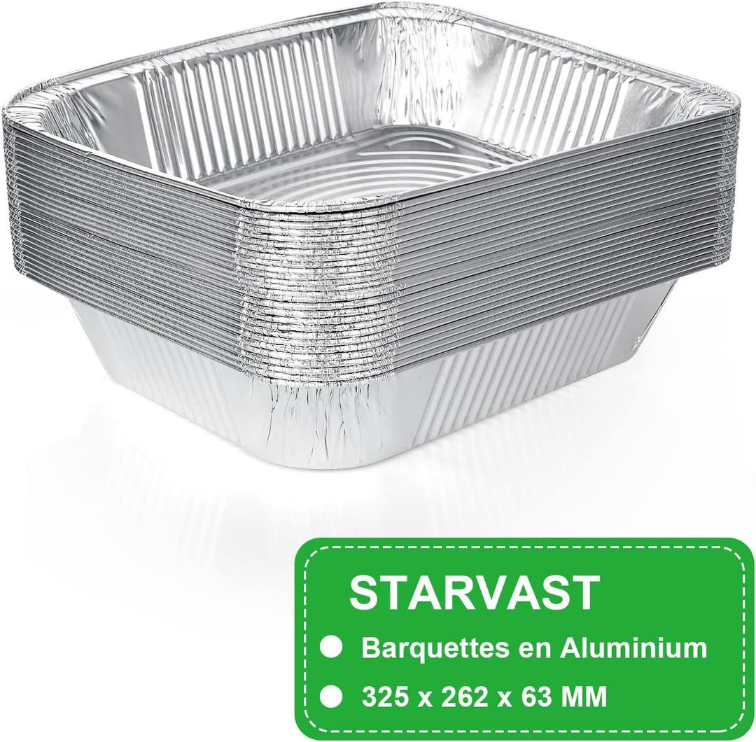 SENENQU 30 Stück Grill Aluschalen Gross 3500ML, Grillschalen Aluminium 32,5 x 26 x 6 cm, Einweg Alum