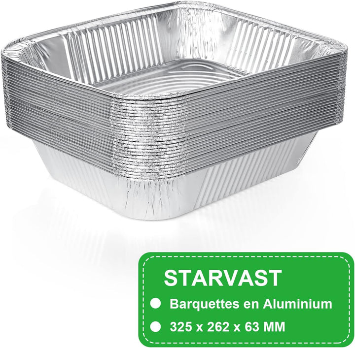 SENENQU 30 Stück Grill Aluschalen Gross 3500ML, Grillschalen Aluminium 32,5 x 26 x 6 cm, Einweg Alum