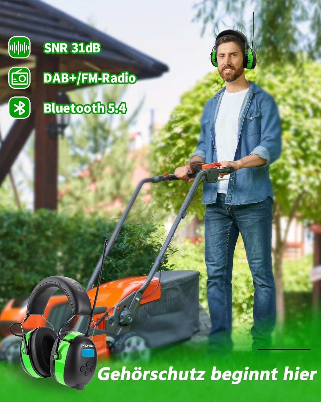 PROHEAR 033A (Upgraded) Gehörschutz mit Radio DAB +/Bluetooth/FM, Kopfhörer mit Radio mit Eingebaute