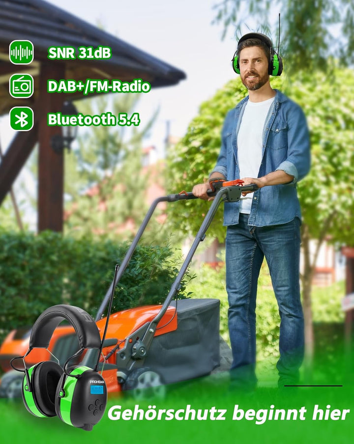 PROHEAR 033A (Upgraded) Gehörschutz mit Radio DAB +/Bluetooth/FM, Kopfhörer mit Radio mit Eingebaute