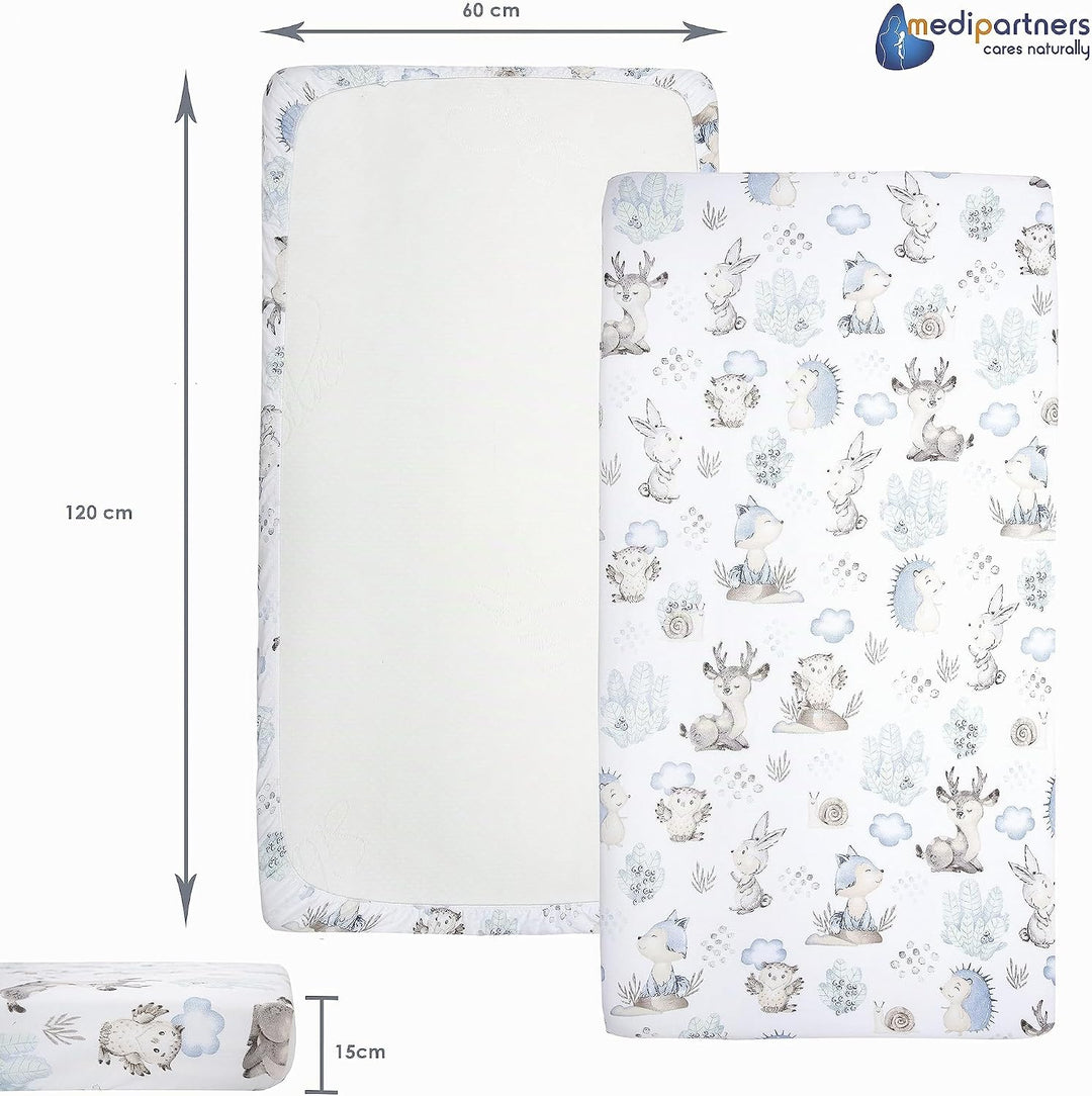 Medi Partners 3er-Set Spannbettlaken Spannbetttuch 60x120cm 100% Baumwolle Baby Bettwäsche Babymatra