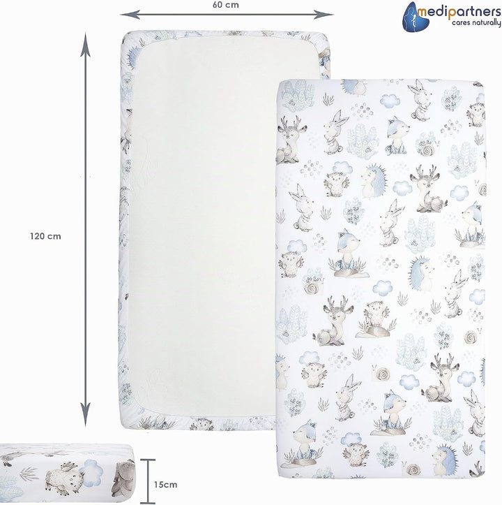 Medi Partners 3er-Set Spannbettlaken Spannbetttuch 60x120cm 100% Baumwolle Baby Bettwäsche Babymatra