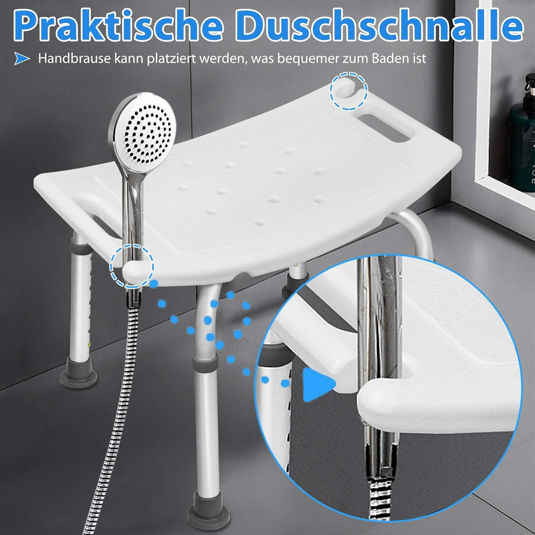 AUFUN Duschhocker Duschstuhl 38-53cm Höhenverstellbar Duschhocker Anti-Rutsch Badsitz Duschhilfe Dus