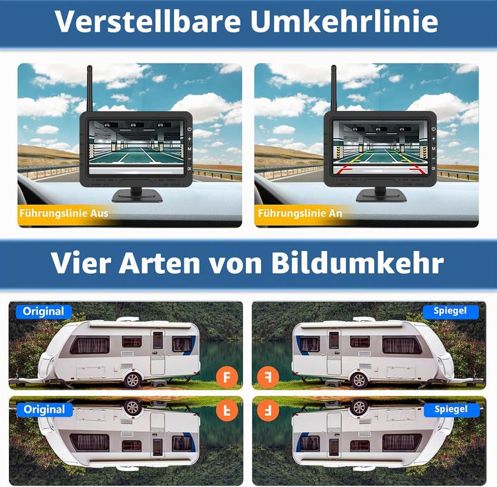 Digital Kabellos Rückfahrkamera Set Unterstützt 1 Kameras, 4,3" Funk Rückfahrkameras mit Wireless Ei