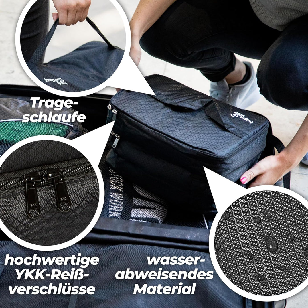 Extra grosser Reise Organizer für Damen, Premium Kosmetiktasche und Kulturtasche für Unterwäsche, Ko