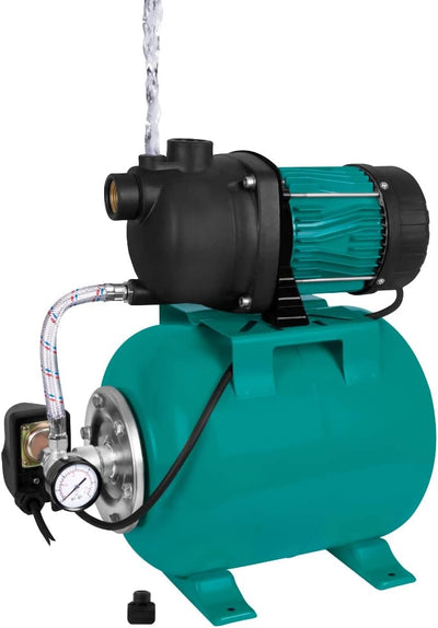 VONROC Hauswasserwerk 800W – Automatische Wasserpumpe mit Druckschalter & 19L Tank – 3300 l/h, 4 bar