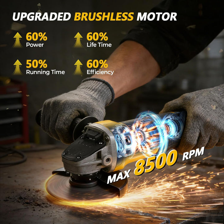 Akku-Winkelschleifer für Dewalt 18 V 20 V, 125 mm, 8500 U/min, bürstenlos, elektrisch, 3-Gang-Schlei