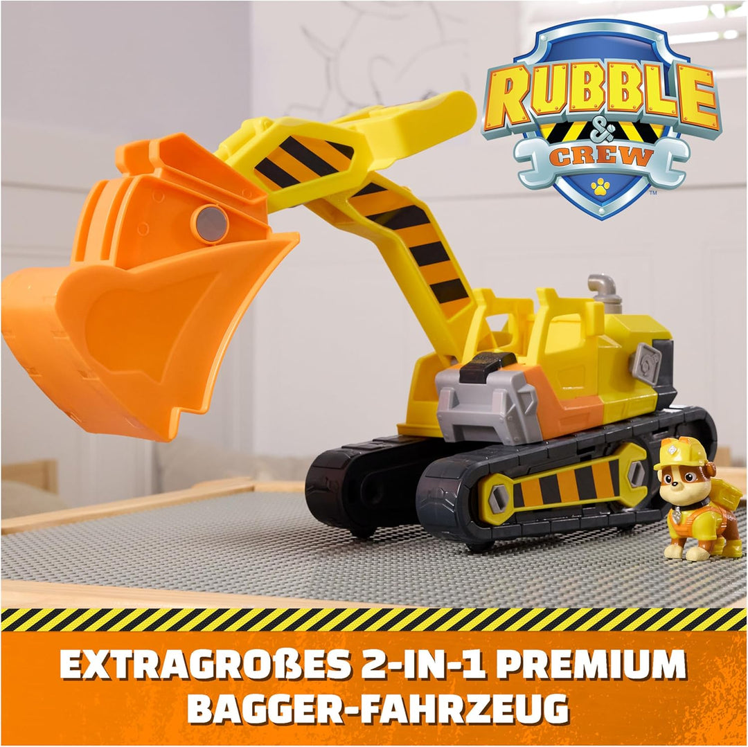 Rubble & Crew – Rubbles extragrosser 2-in-1 Premium-Bagger und Planierraupe mit Werkzeug, 35 cm, ink
