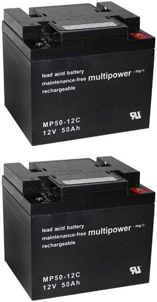 2X AGM 12V / 50Ah Blei-Akku - MP50-12C Zyklenfest kompatibel WP50-12NE, 12LCP-50, REC50-12I + WSB Ad