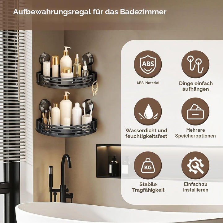 OneNine Duschablage Ecke Ohne Bohren, Dreieck Duschkorb, Badezimmer Regal Badregal,Kunststoff Bad Du
