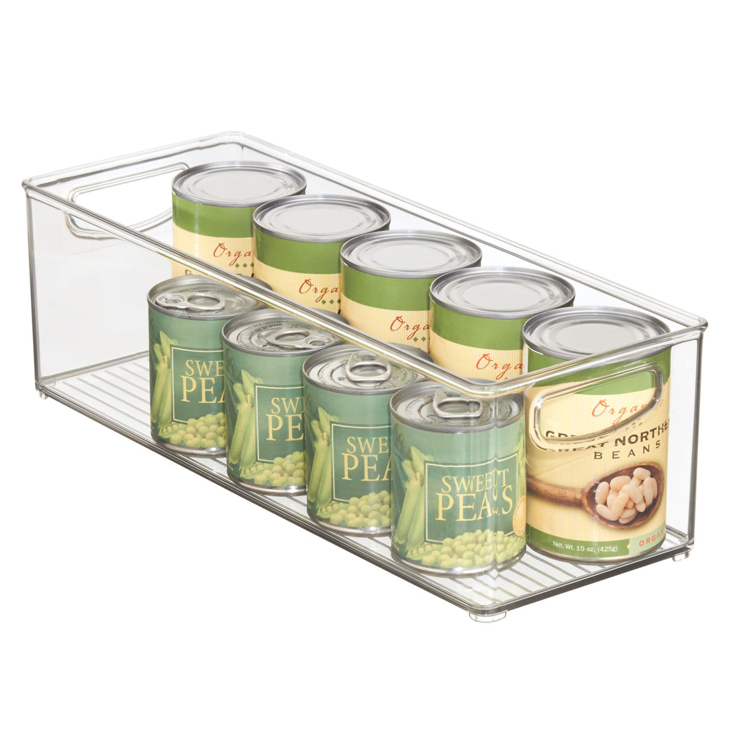 InterDesign iDesign stapelbarer Aufbewahrungskorb aus recyceltem Kunststoff mit Griffen, transparent