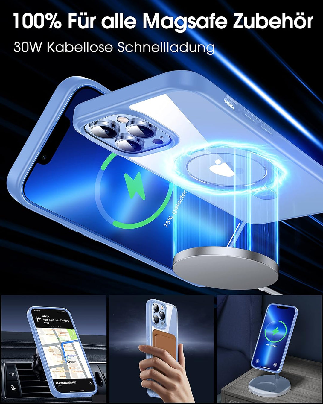 CASEKOO Magic Stand für iPhone 13 Pro Max Hülle für MagSafe [Militärschutz] [Unsichtbarer Ständer] S