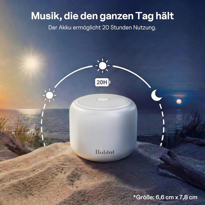 Bobtot Tragbarer Bluetooth-Lautsprecher, kabelloser wasserdichter Lautsprecher mit lautem Stereo-Sou