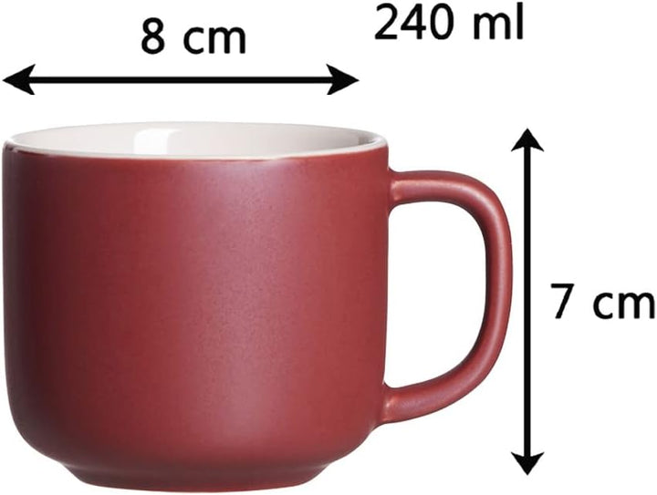Ritzenhoff & Breker Jasper Kaffeetasse mit Untertasse, Beere, 240 ml, Kaffeegeschirr mit Soft-Touch-
