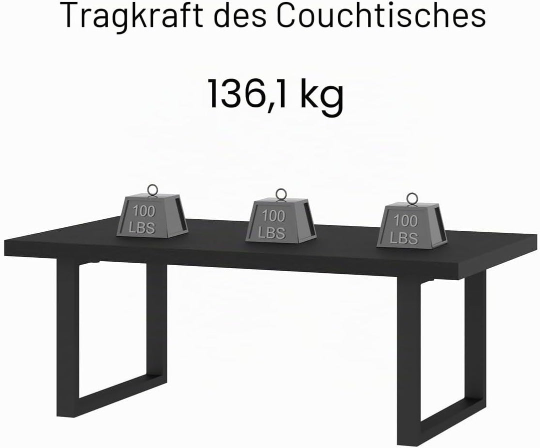 IBF Couchtisch Schwarzer Moderner Industrieller Wohnzimmertisch Minimalistischer Mitteltisch Schlich