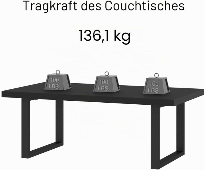 IBF Couchtisch Schwarzer Moderner Industrieller Wohnzimmertisch Minimalistischer Mitteltisch Schlich