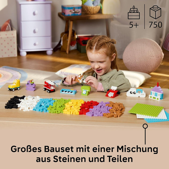 LEGO Classic Kreativset zum Bauen und Spielen - Set mit bunten Bausteinen - Baue EIN Haus, Hund, Lös